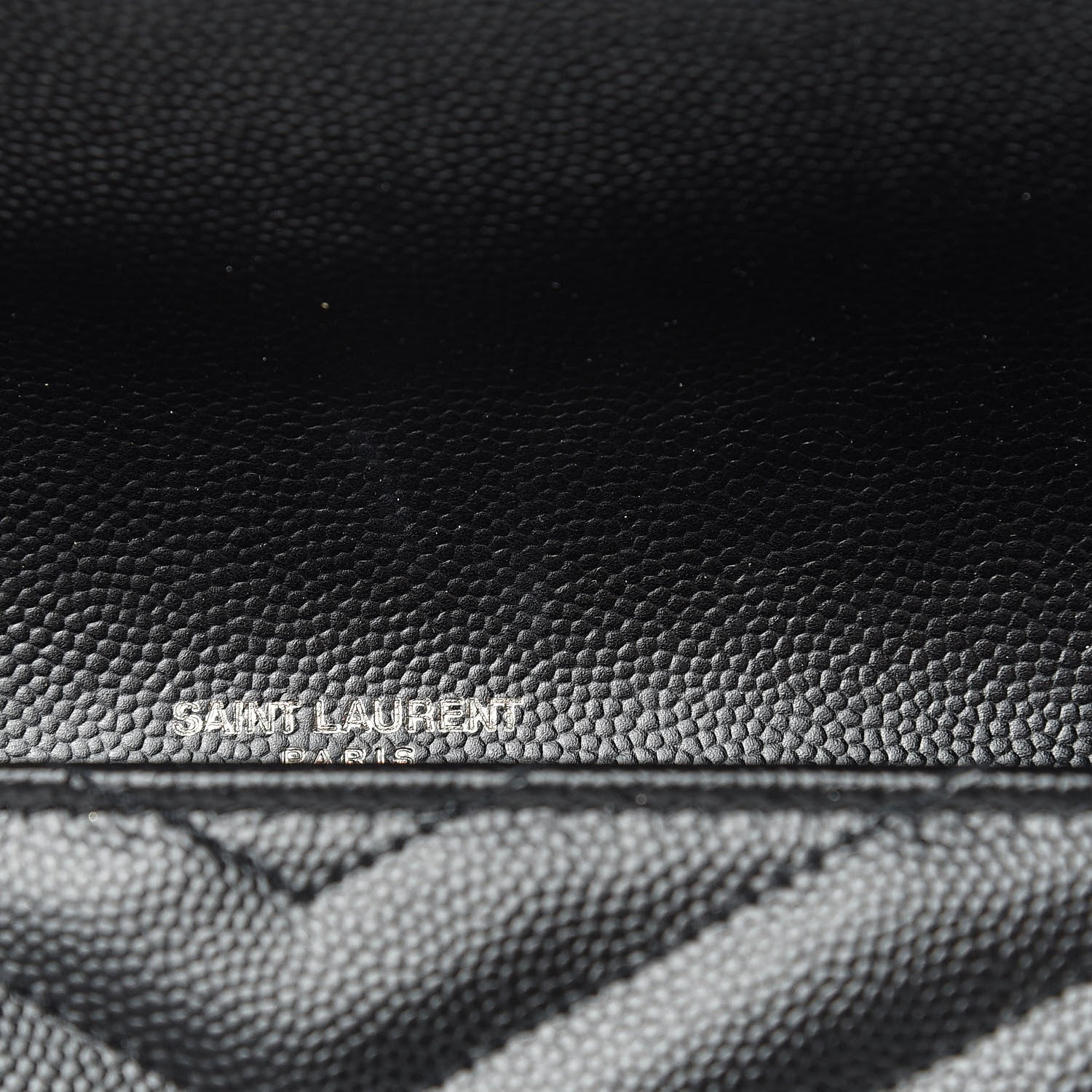 Saint Laurent Grain De Poudre Matelasse Chevron Monogram Flap Wallet Black 8 of 8