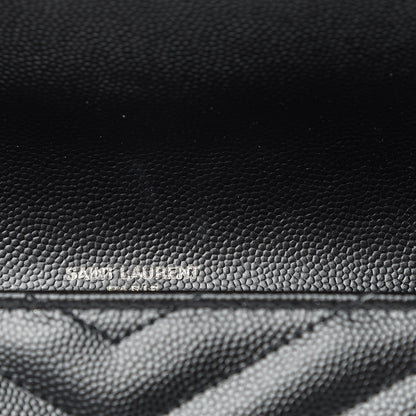 Saint Laurent Grain De Poudre Matelasse Chevron Monogram Flap Wallet Black 8 of 8
