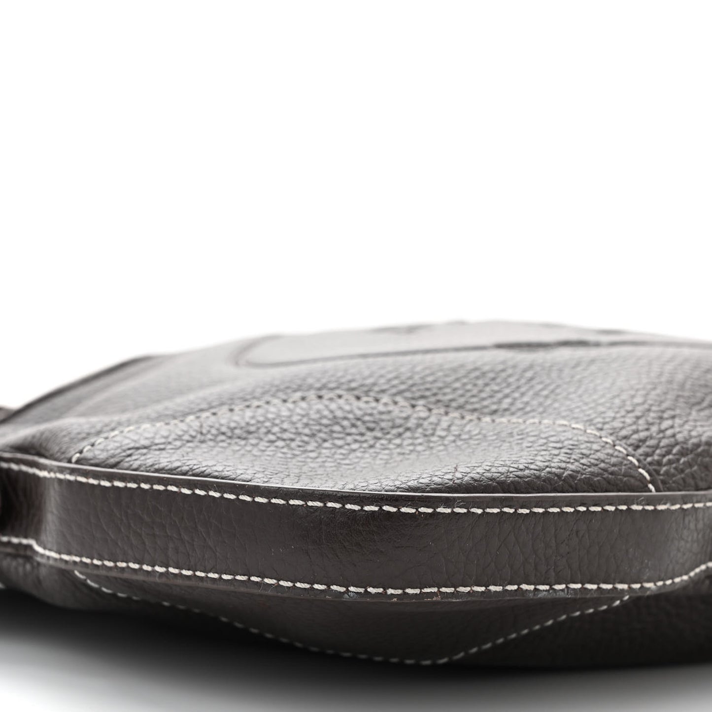 Vitello Daino Embossed Logo Shoulder Bag Caffe