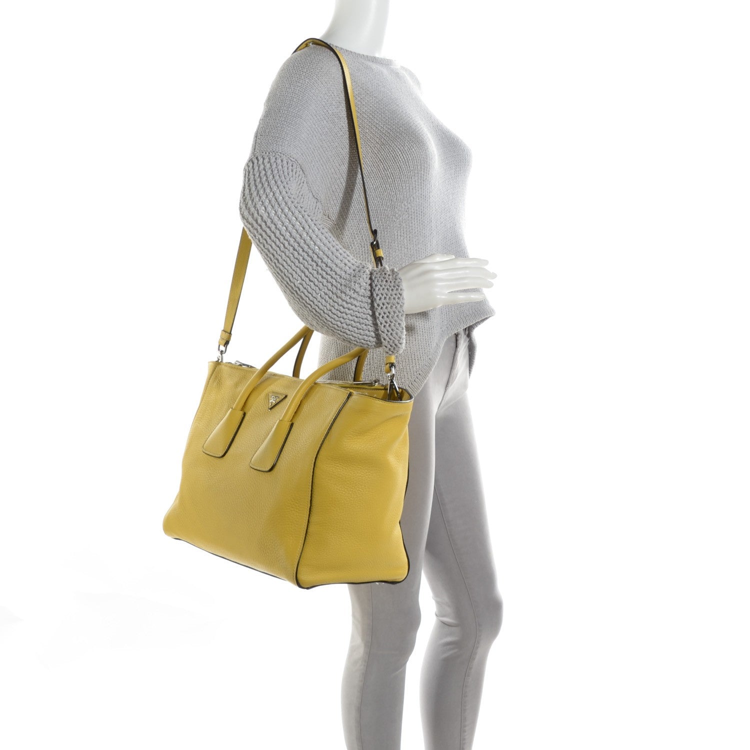 Prada Vitello Daino Twin Pocket Tote Mimosa 2 of 8