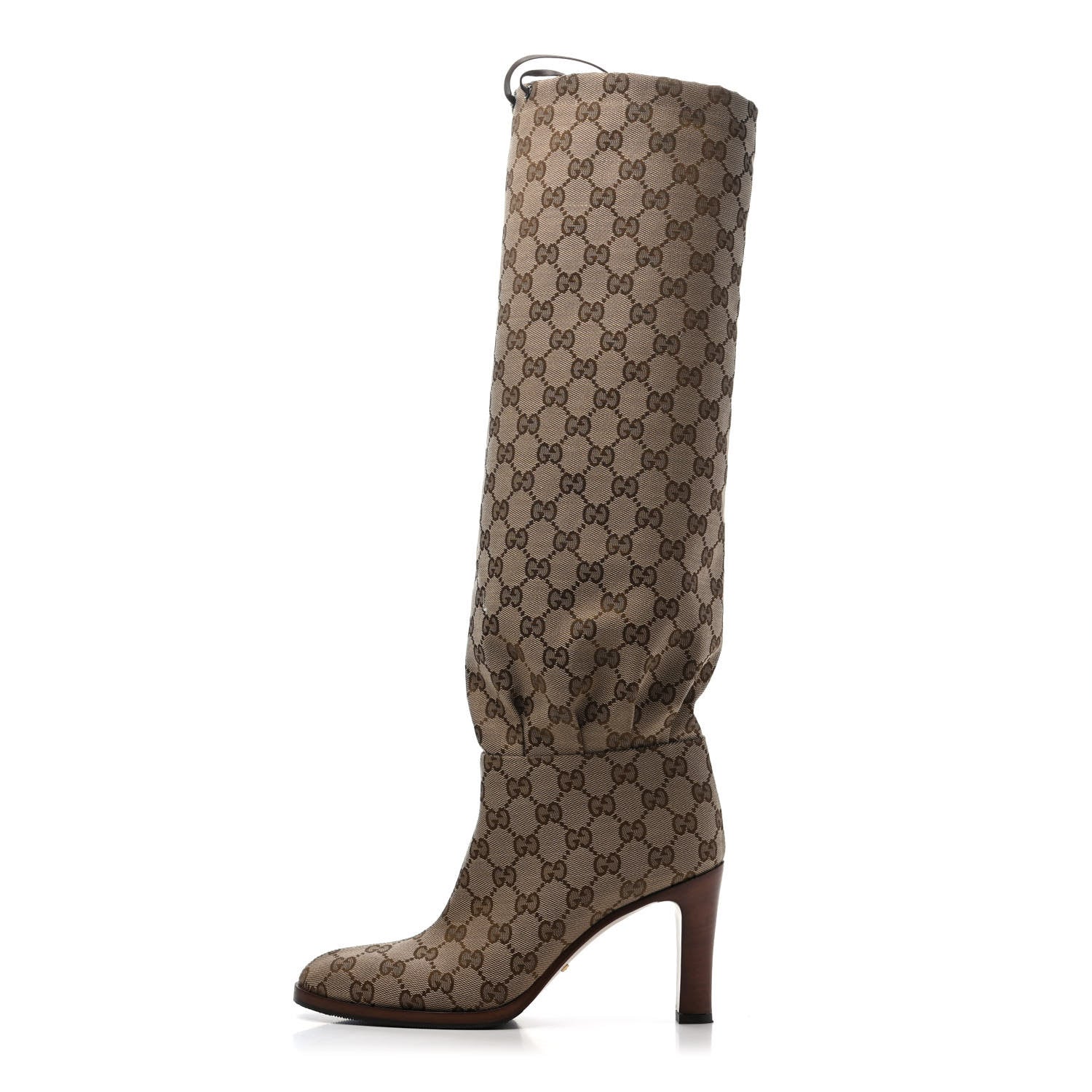 Gucci Monogram Over the Knee Boots 38.5 Beige Ebony 1 of 4