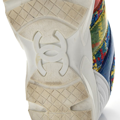 Chanel Tweed Calfskin Sneakers 36.5 Red Yellow Blue 6 of 13