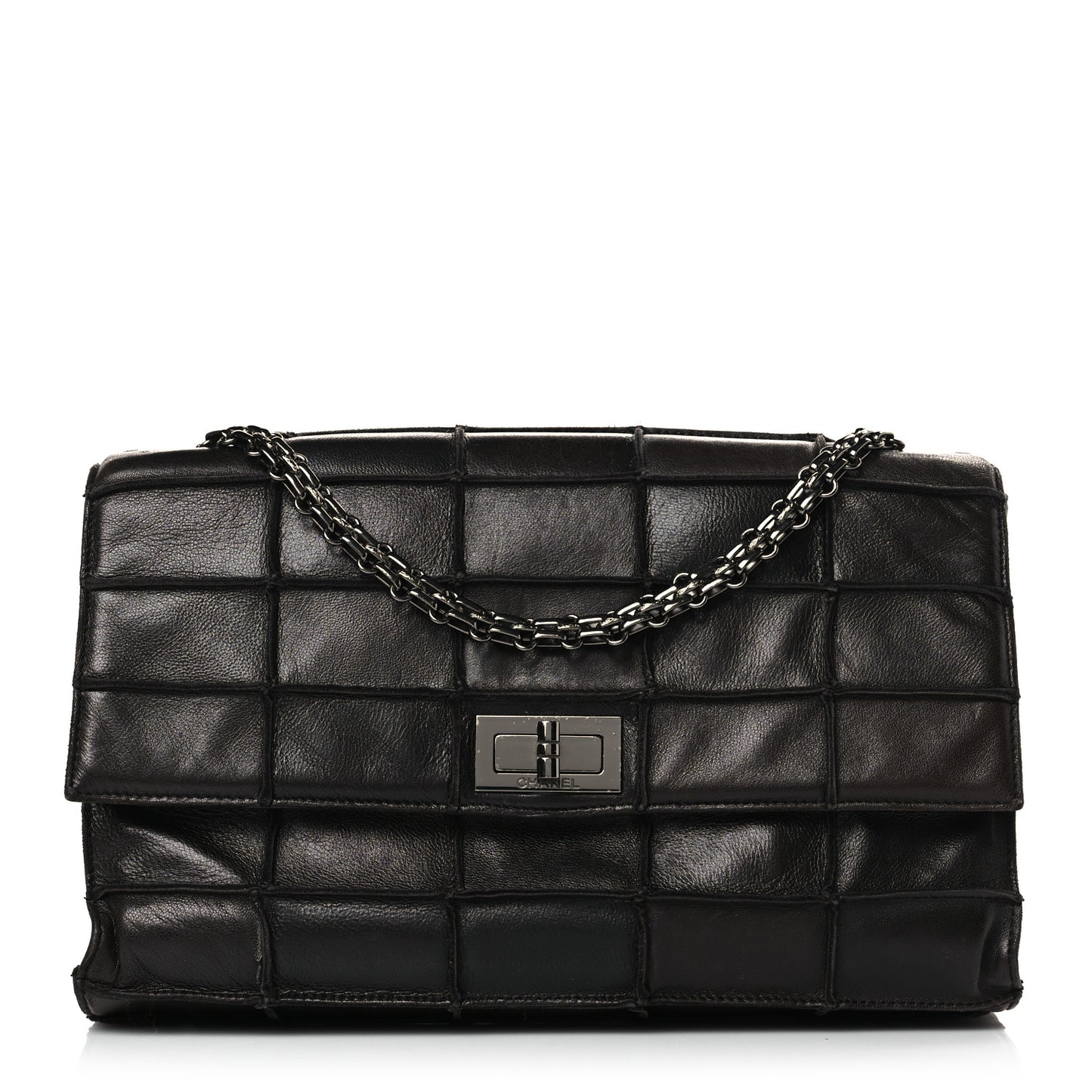 Lambskin Medium Patchwork Mademoiselle Single Flap Black