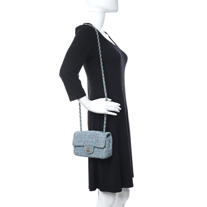 Chanel Tweed Quilted Mini Rectangular Flap Turquoise Purple White Red 2 of 10
