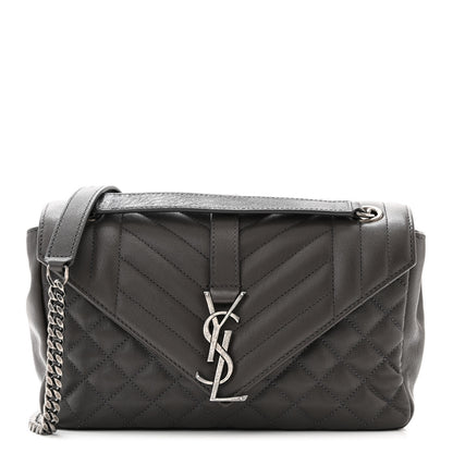 Saint Laurent Sheepskin Tri-Quilt Monogram Medium College Bag Coal 1 of 11