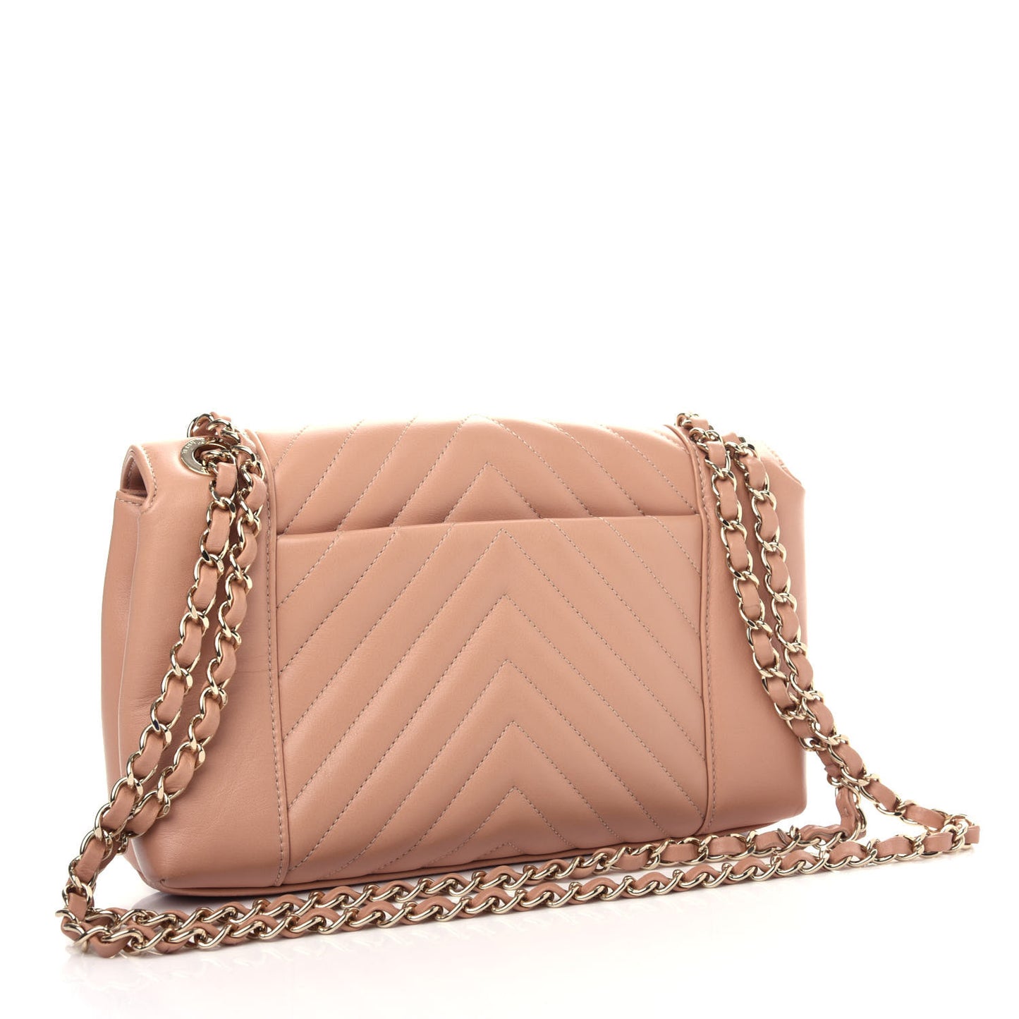 Calfskin Quilted Medium Daily Chevron Flap Beige
