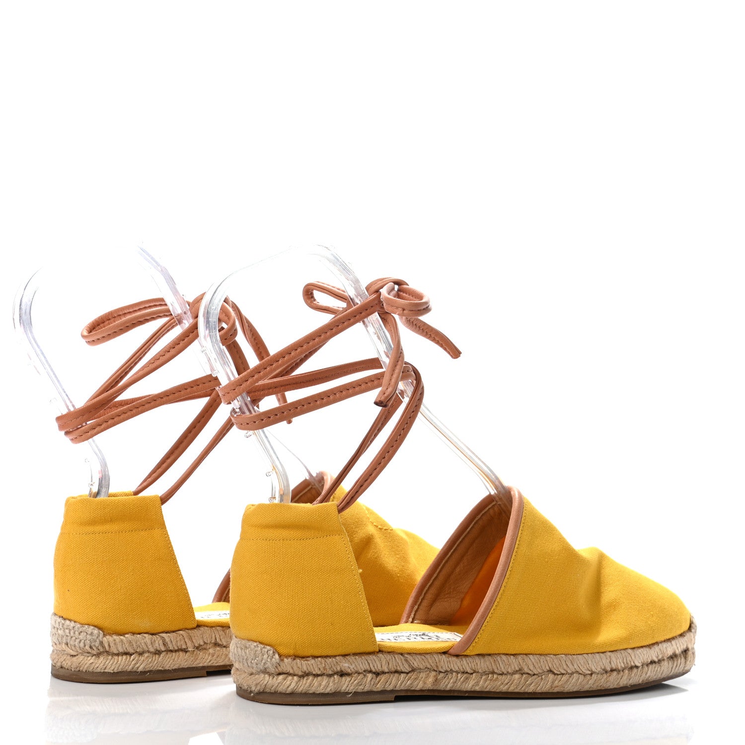 Hermes Canvas Womens Ankle Wrap Espadrilles Flats 38 4 of 9