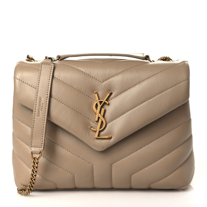 Saint Laurent Calfskin Y Quilted Monogram Small Loulou Chain Satchel Dark Beige 1 of 10