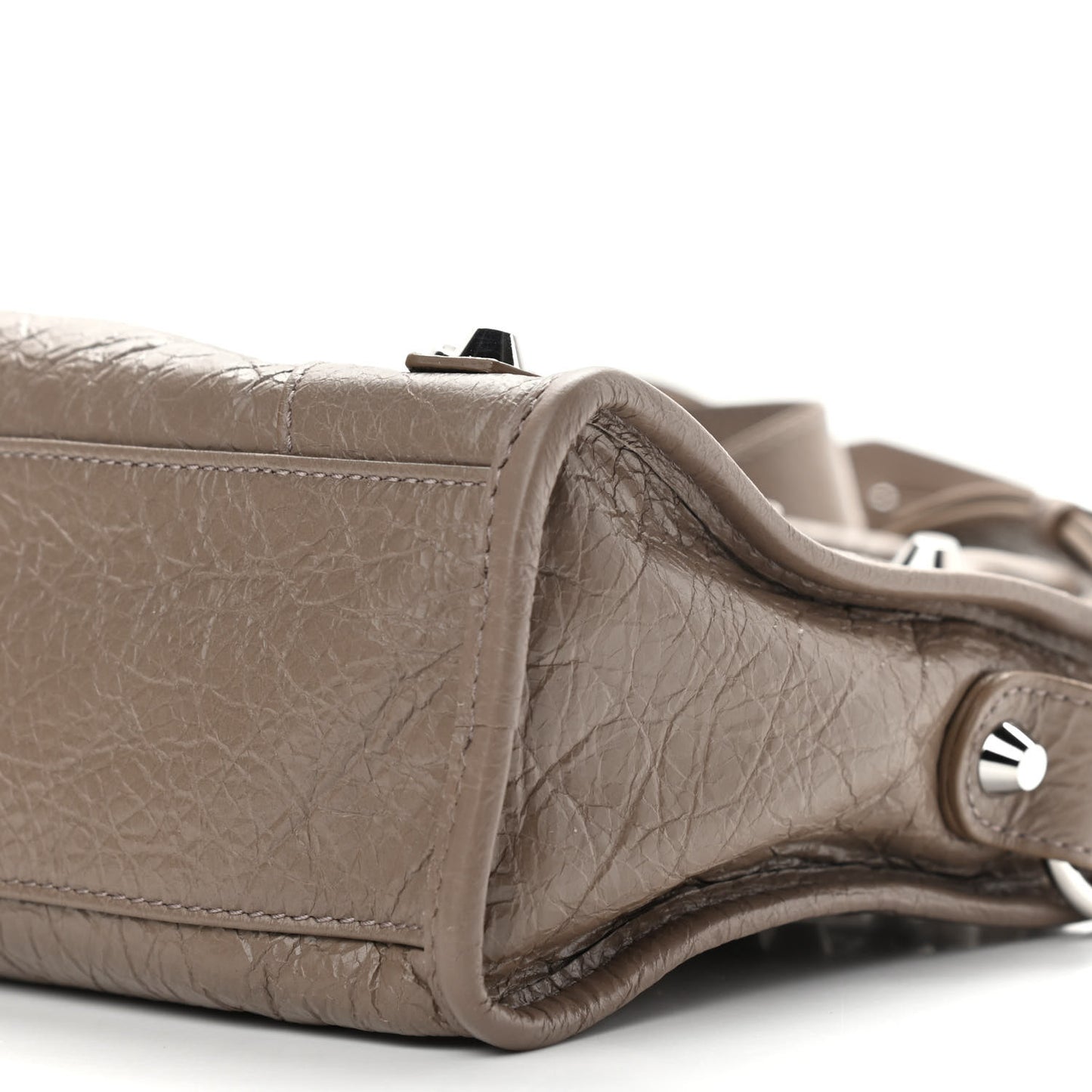 Agneau Classic Silver Hardware Mini City Dark Mink Grey