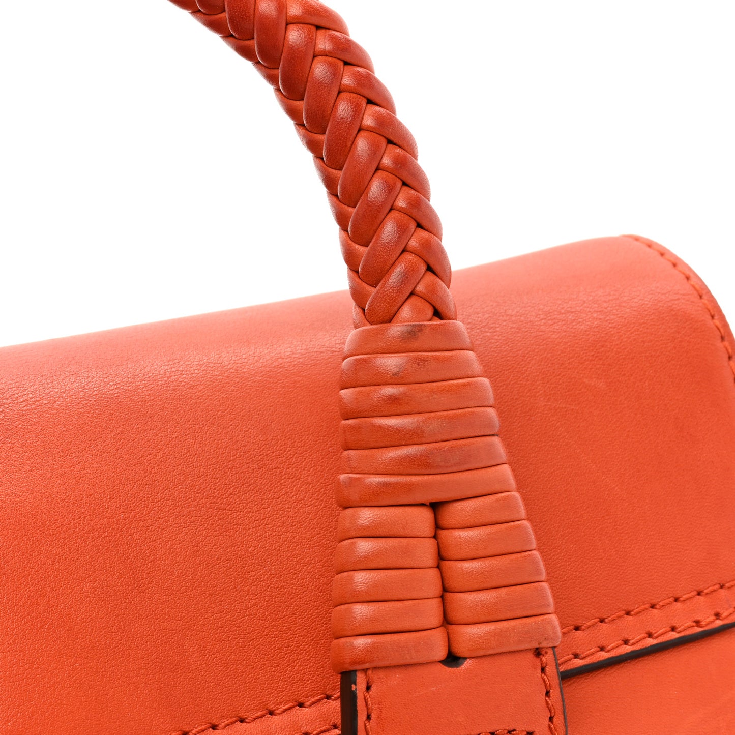 Calfskin Handmade Medium Top Handle Bag Orange