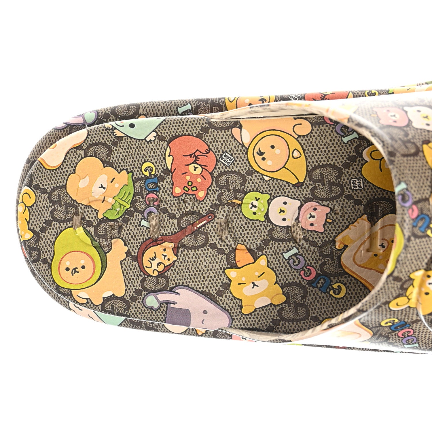 Gucci X PIKARAR Cubic Rubber Monogram Animal Print Womens Interlocking G Platform 42mm Slide Sandals 38 Beige Ebony Multicolor 7 of 9