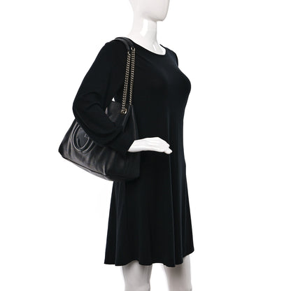Gucci Pebbled Calfskin Medium Soho Chain Shoulder Bag Black 2 of 10