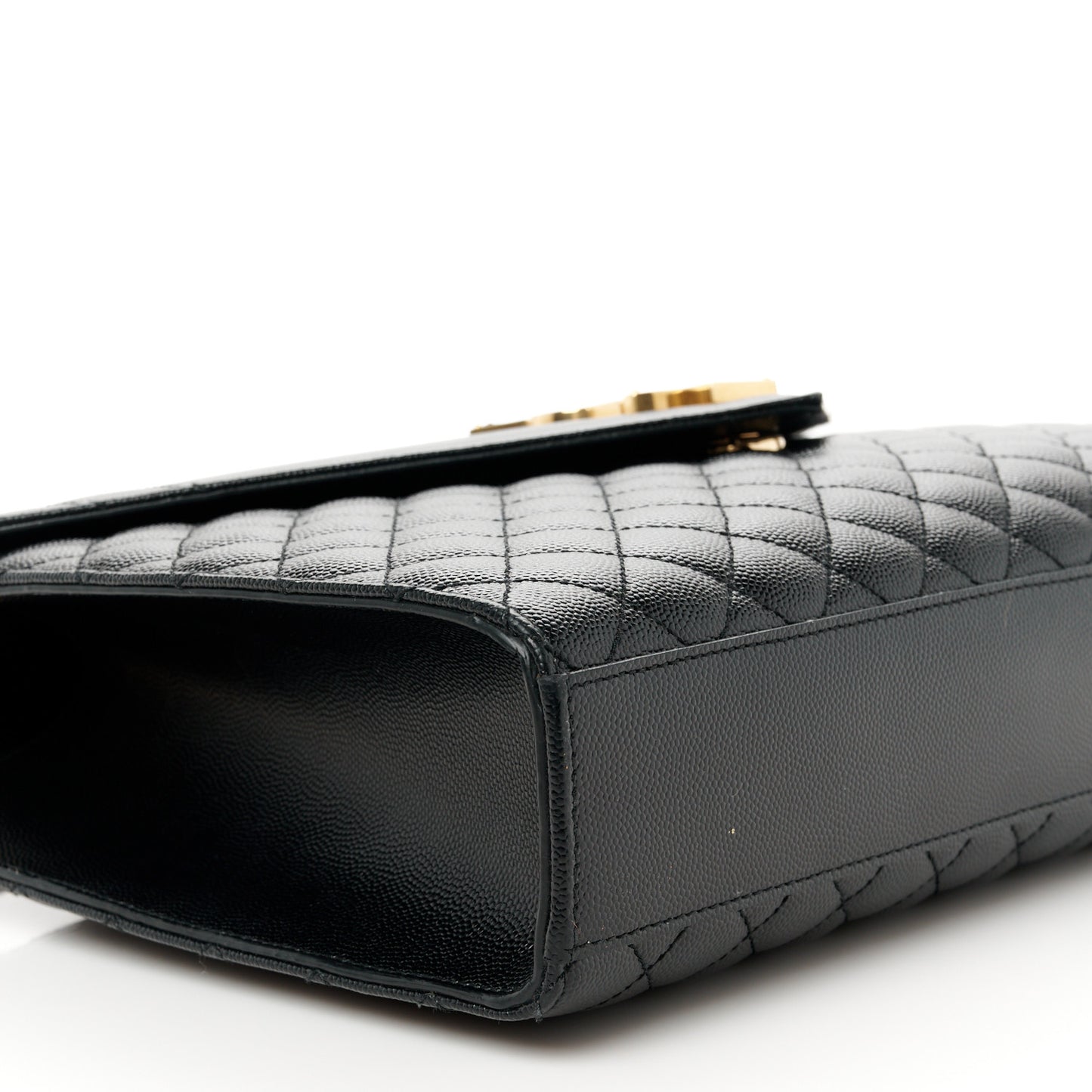 Grain De Poudre Textured Mixed Matelasse Large Triquilt Monogram Satchel Black