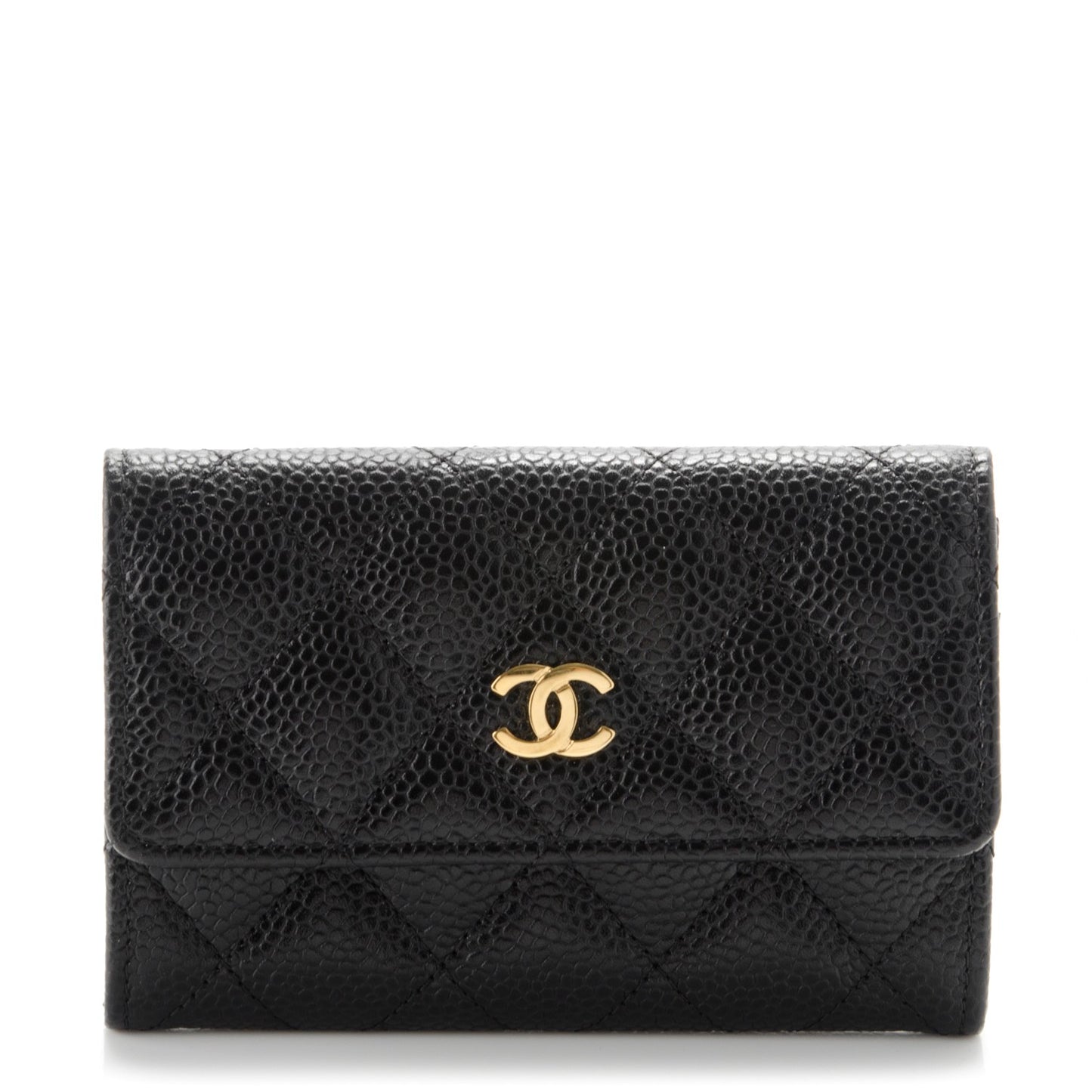 Caviar Quilted Card Holder Black