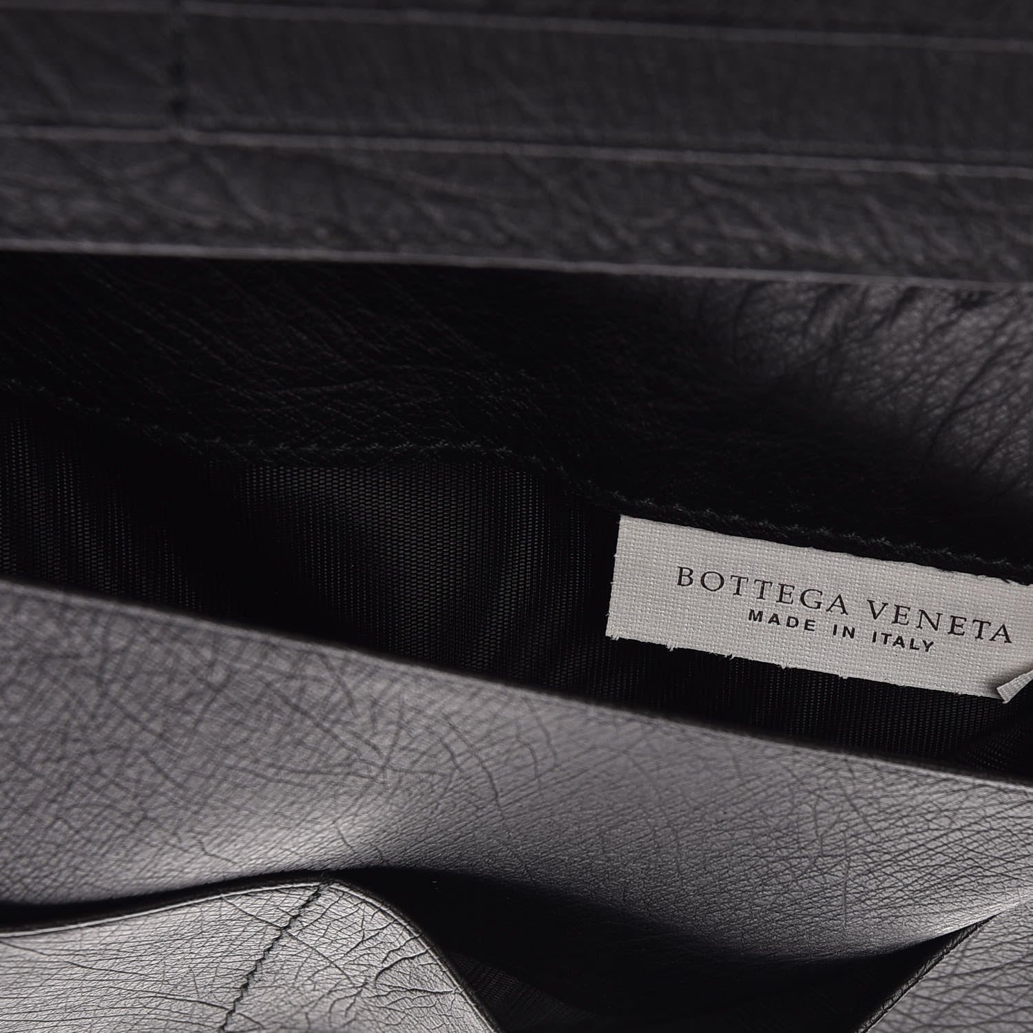 Bottega Veneta Ostrich Intrecciato Flap Wallet Black 6 of 8