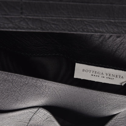 Bottega Veneta Ostrich Intrecciato Flap Wallet Black 6 of 8
