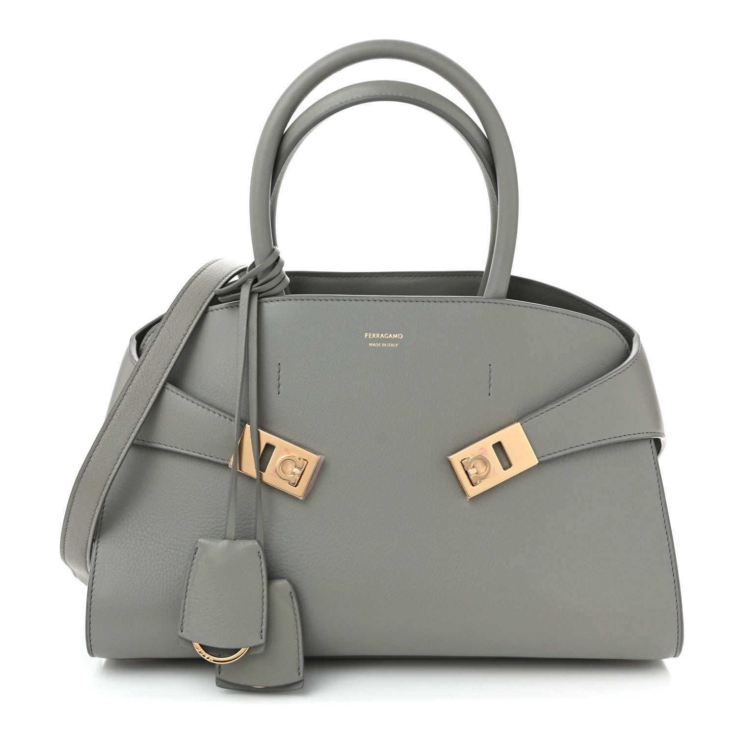 Salvatore Ferragamo Calfskin Small Hug Bag Ash Grey 1 of 8