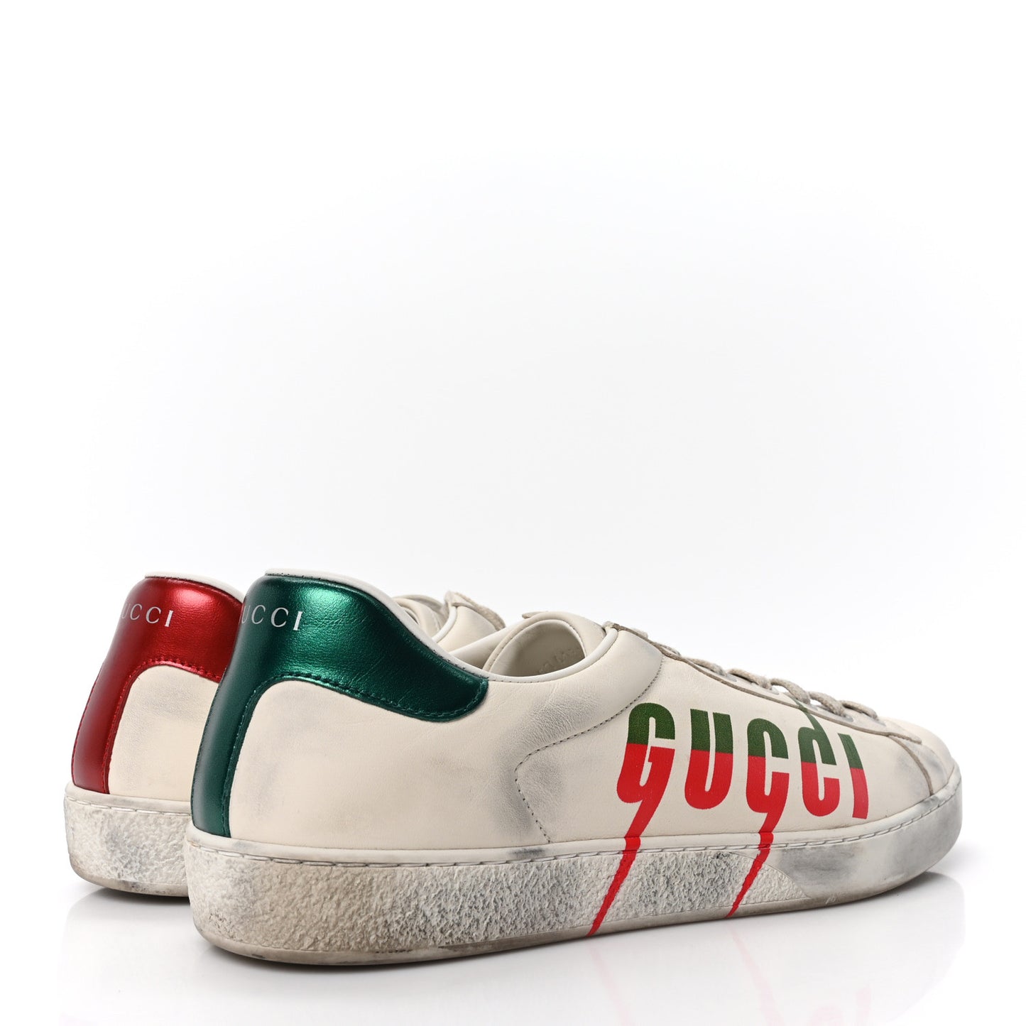 Distressed Calfskin Mens Ace Blade Sneakers 10.5 White