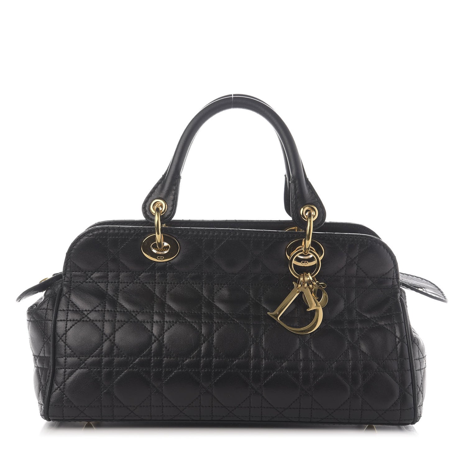 Lambskin Cannage Soft Lady Dior Satchel Black