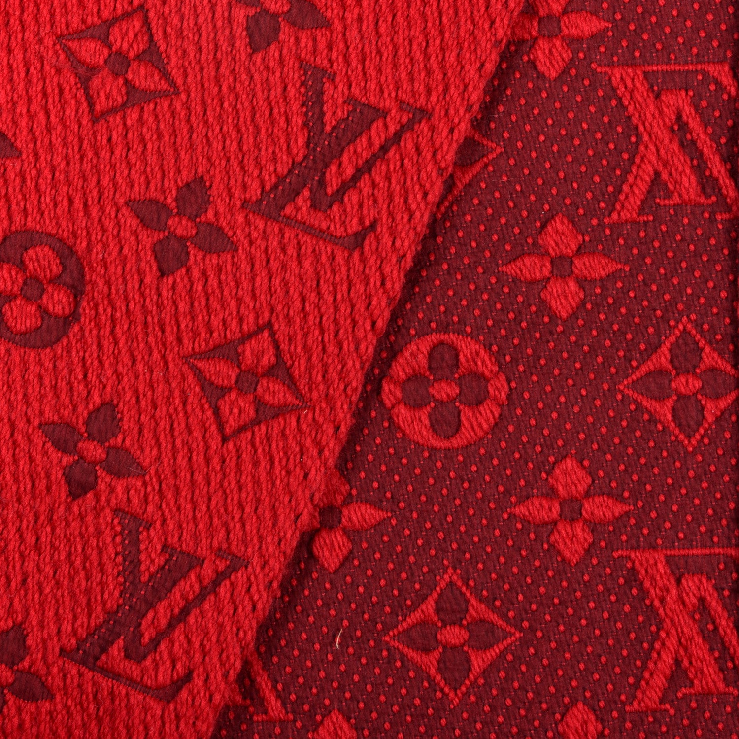 Louis Vuitton Wool Silk Logomania Scarf Rubis 3 of 4