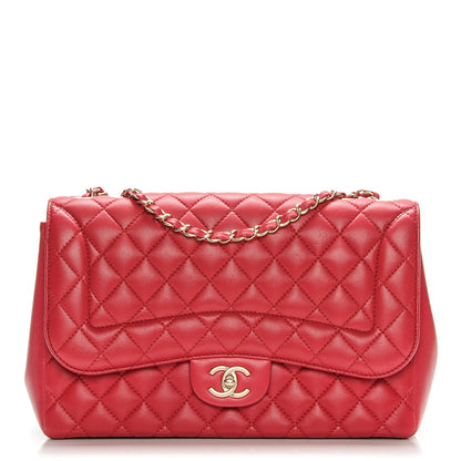 Chanel Lambskin Quilted Jumbo Mademoiselle Chic Flap Red 1 of 7