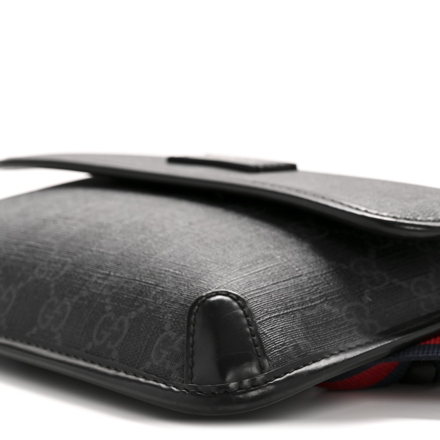 GG Supreme Monogram Web Slim Belt Bag Black Grey