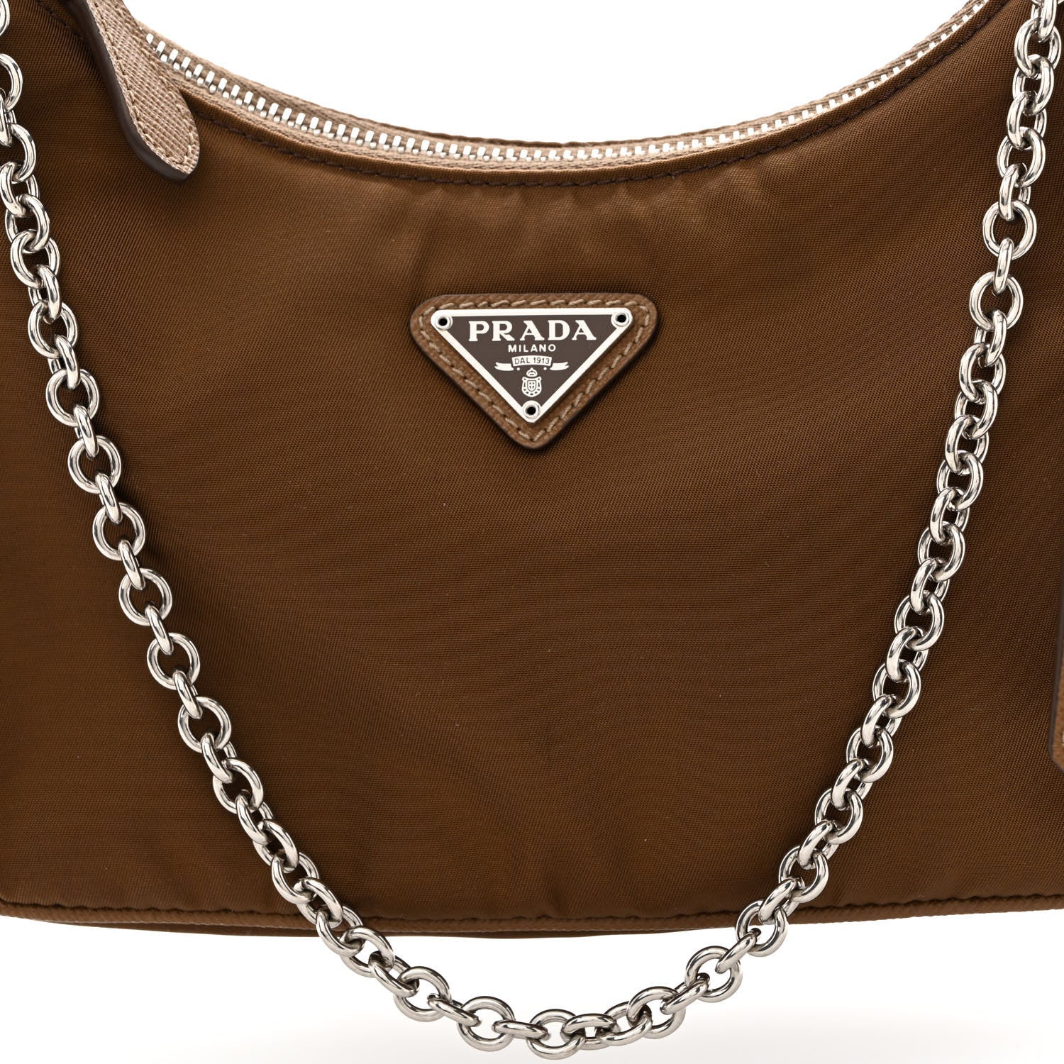 Prada Tessuto Nylon Saffiano Re-Edition 2005 Shoulder Bag Cacao 10 of 12
