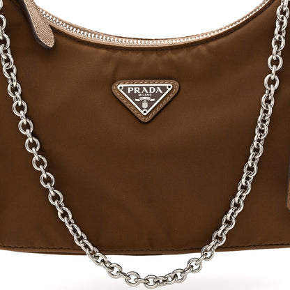 Prada Tessuto Nylon Saffiano Re-Edition 2005 Shoulder Bag Cacao 10 of 12