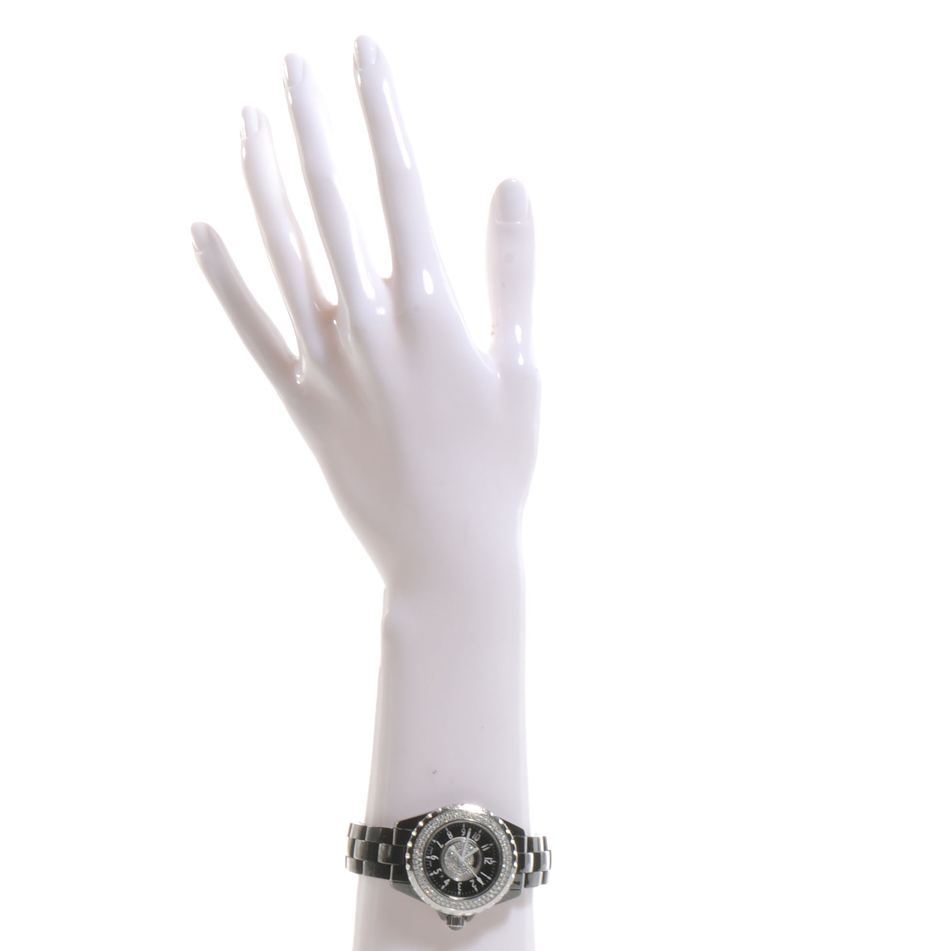 Chanel Stainless Steel Ceramic Diamond Pave Bezel Dial 33mm J12 Quartz Watch Black 2 of 8