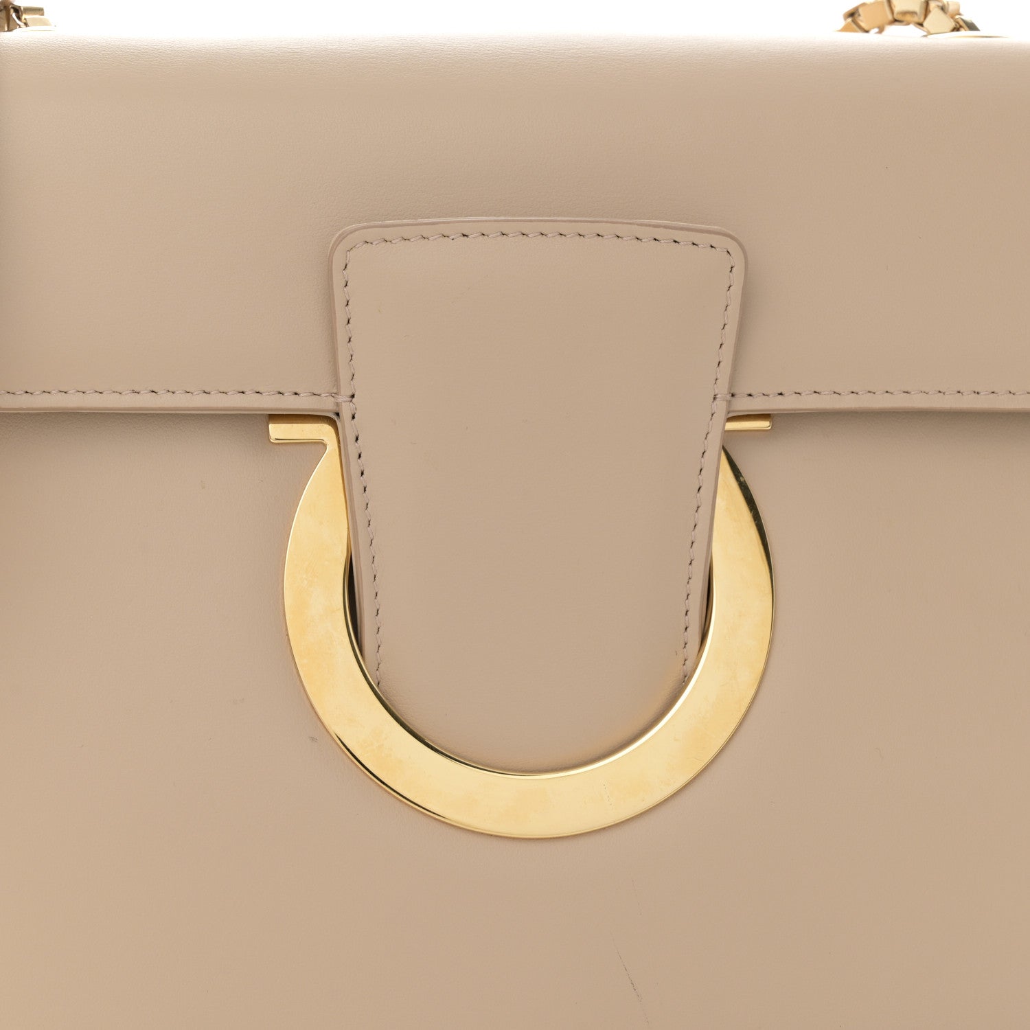 Salvatore Ferragamo Calfskin Thalia Flap Shoulder Bag Macadamia 8 of 14