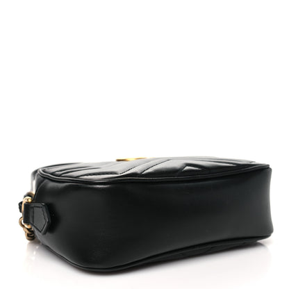 Gucci Calfskin Matelasse Mini GG Marmont Chain Shoulder Bag Black 4 of 9