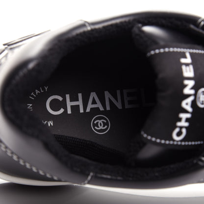 Chanel Calfskin Womens Logo Sneakers 37 Black White 8 of 11