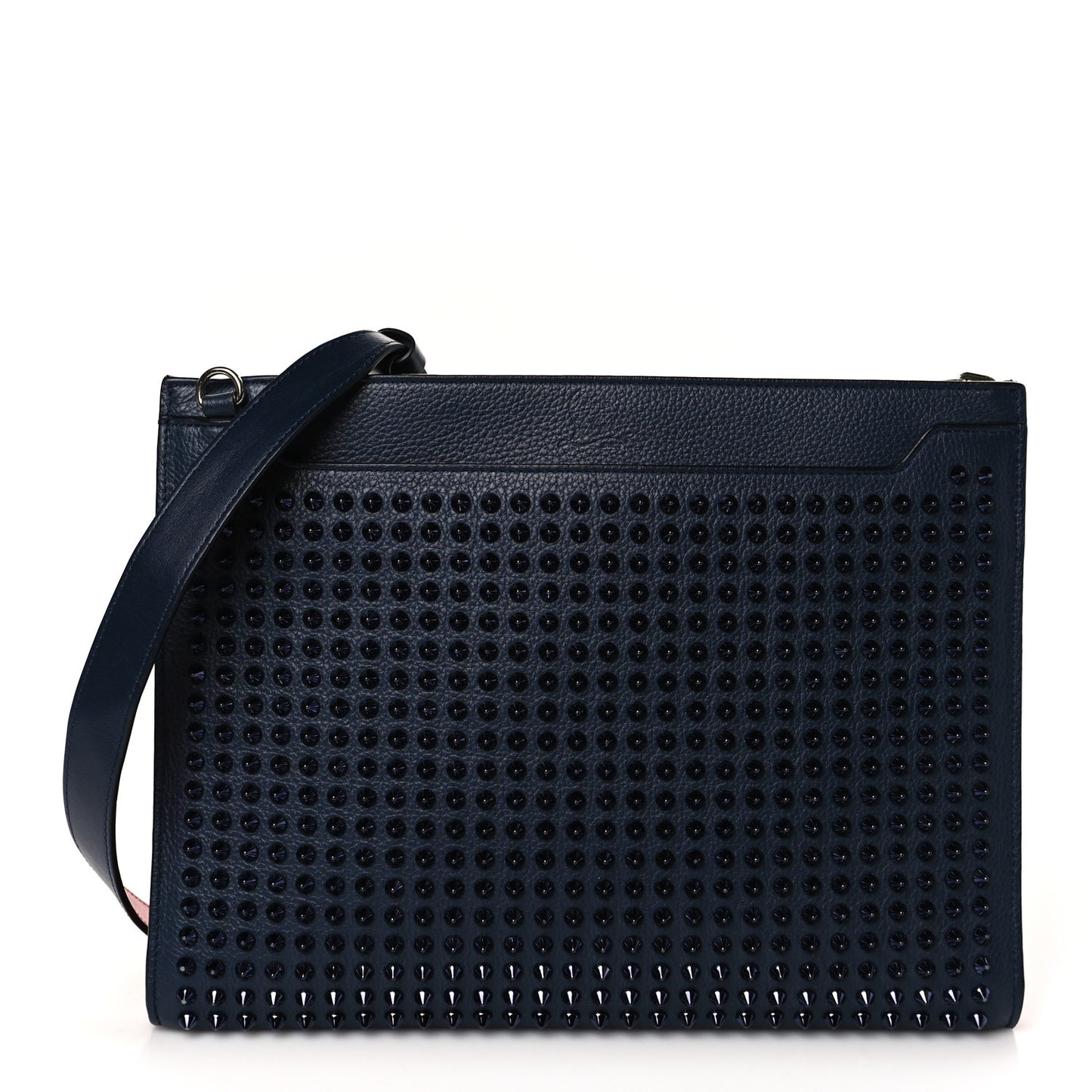 Calfskin Studded Skypouch Crossbody Clutch Marine