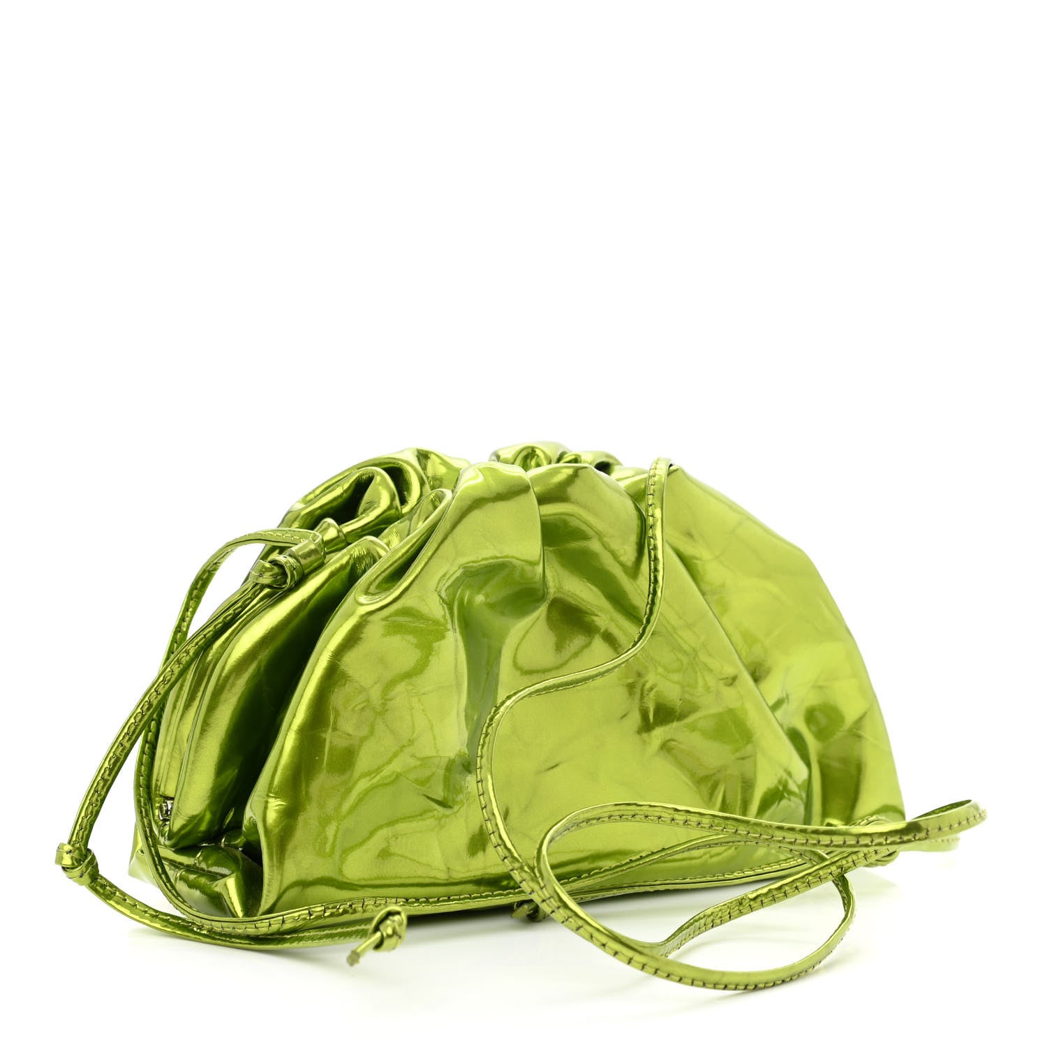 Bottega Veneta Metallic Crushed Calfskin The Mini Pouch Chlorophyll 3 of 12