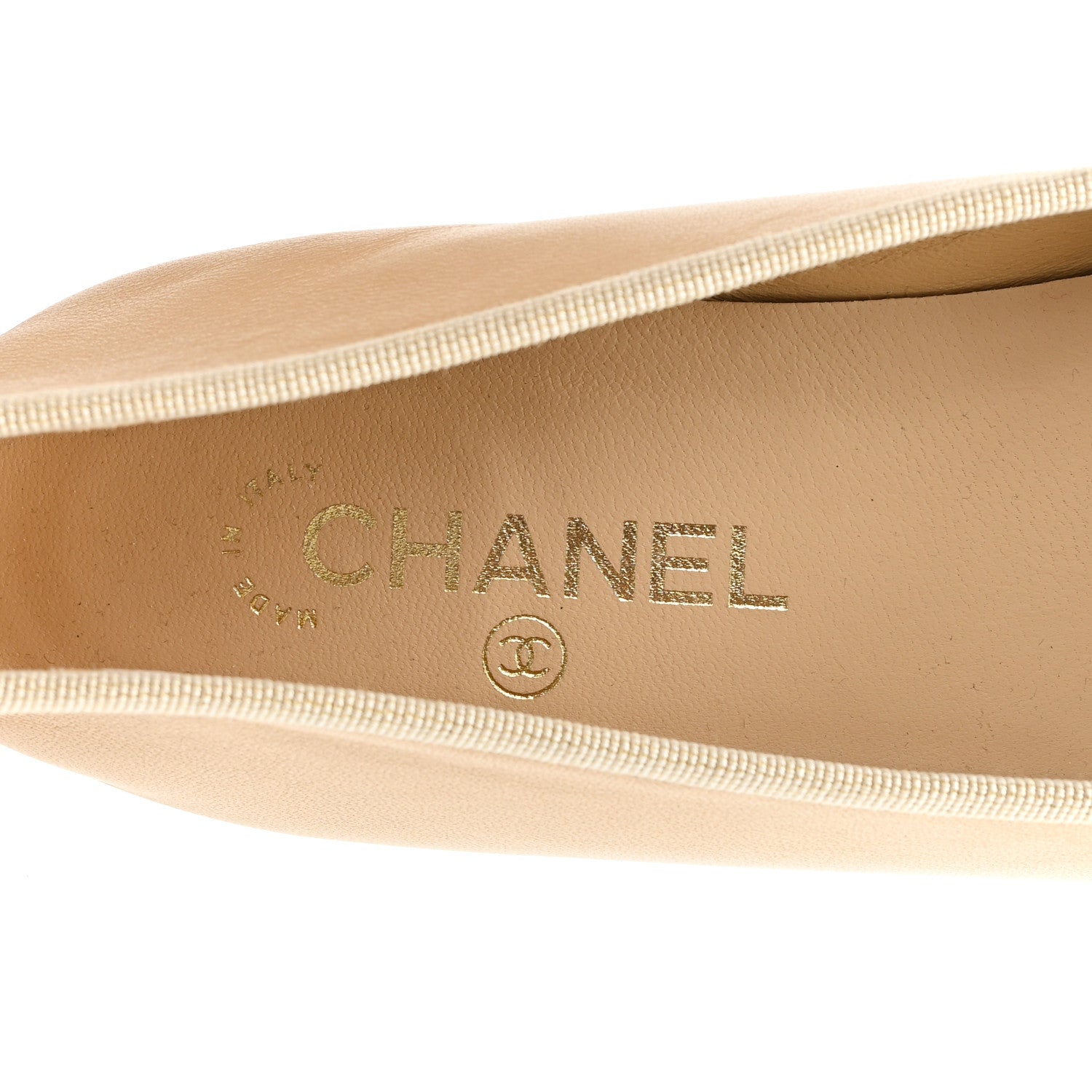 Chanel Lambskin Cap Toe CC Ballerina Flats 41.5 Beige Black 8 of 10