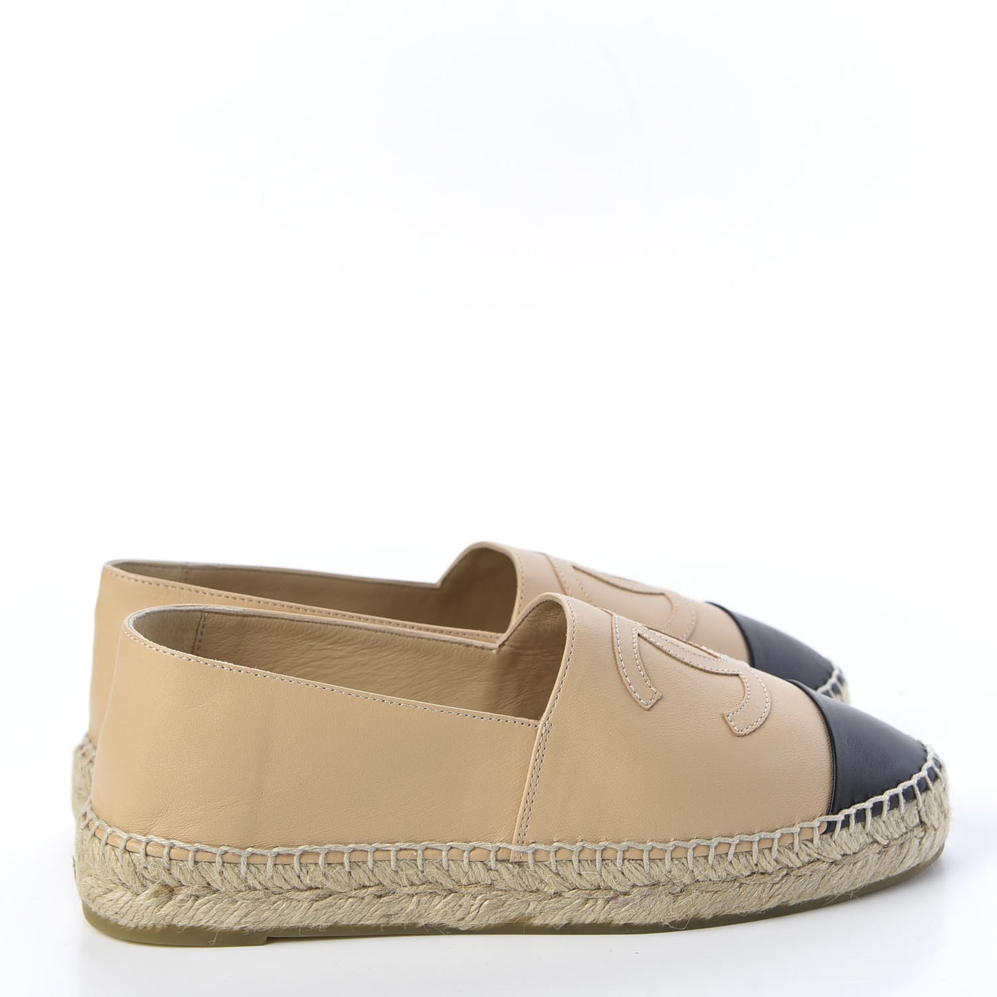 Lambskin CC Espadrilles 38 Beige Black