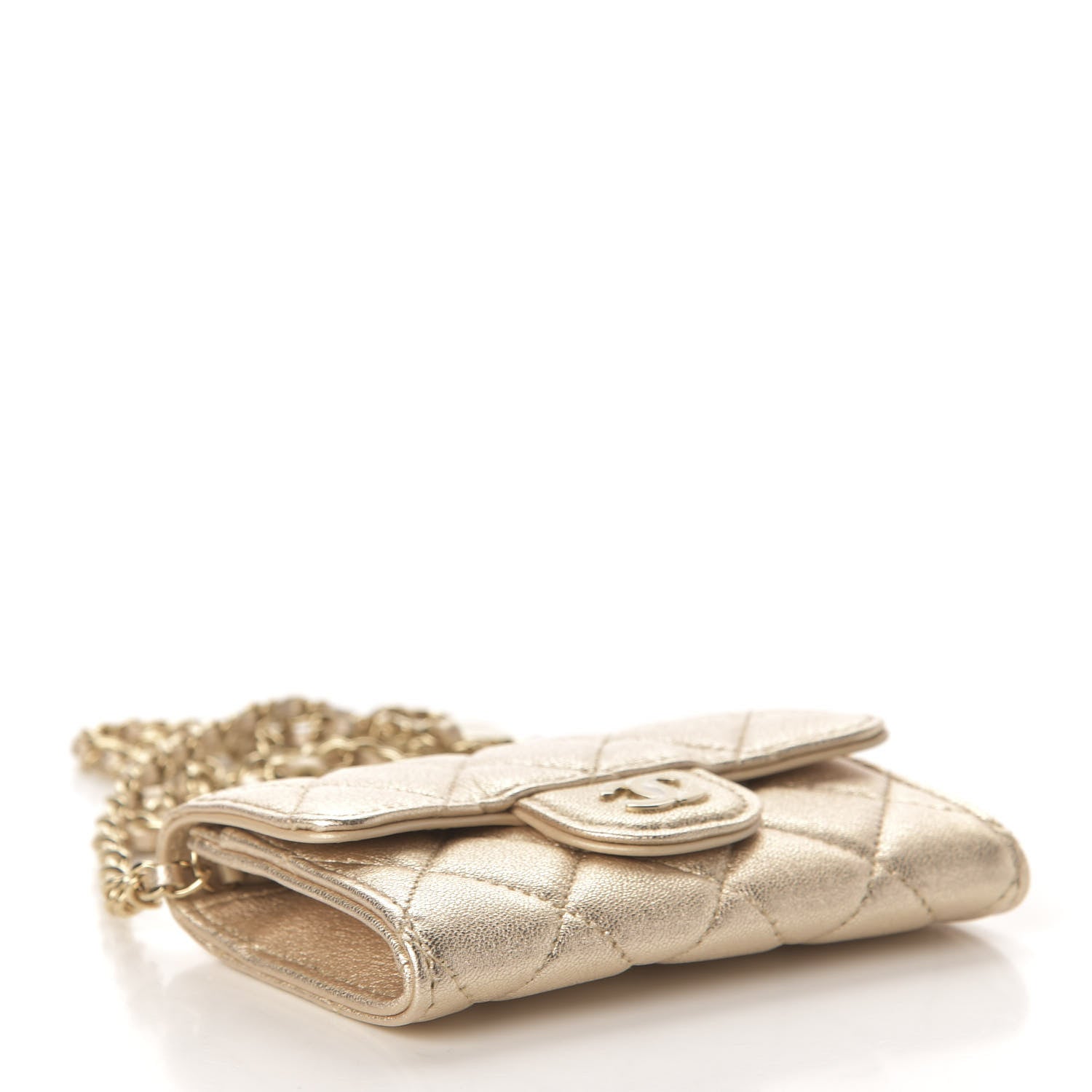 Chanel Metallic Lambskin Quilted Flap Chain Waist Bag Gold 4 of 12