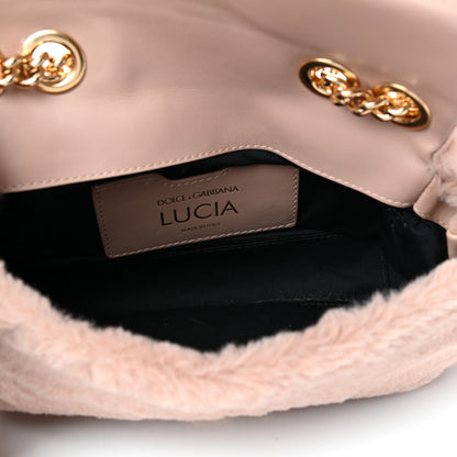 Dolce & Gabbana Faux Fur Watersnake Embellished Lucia Shoulder Bag Pink 11 of 20