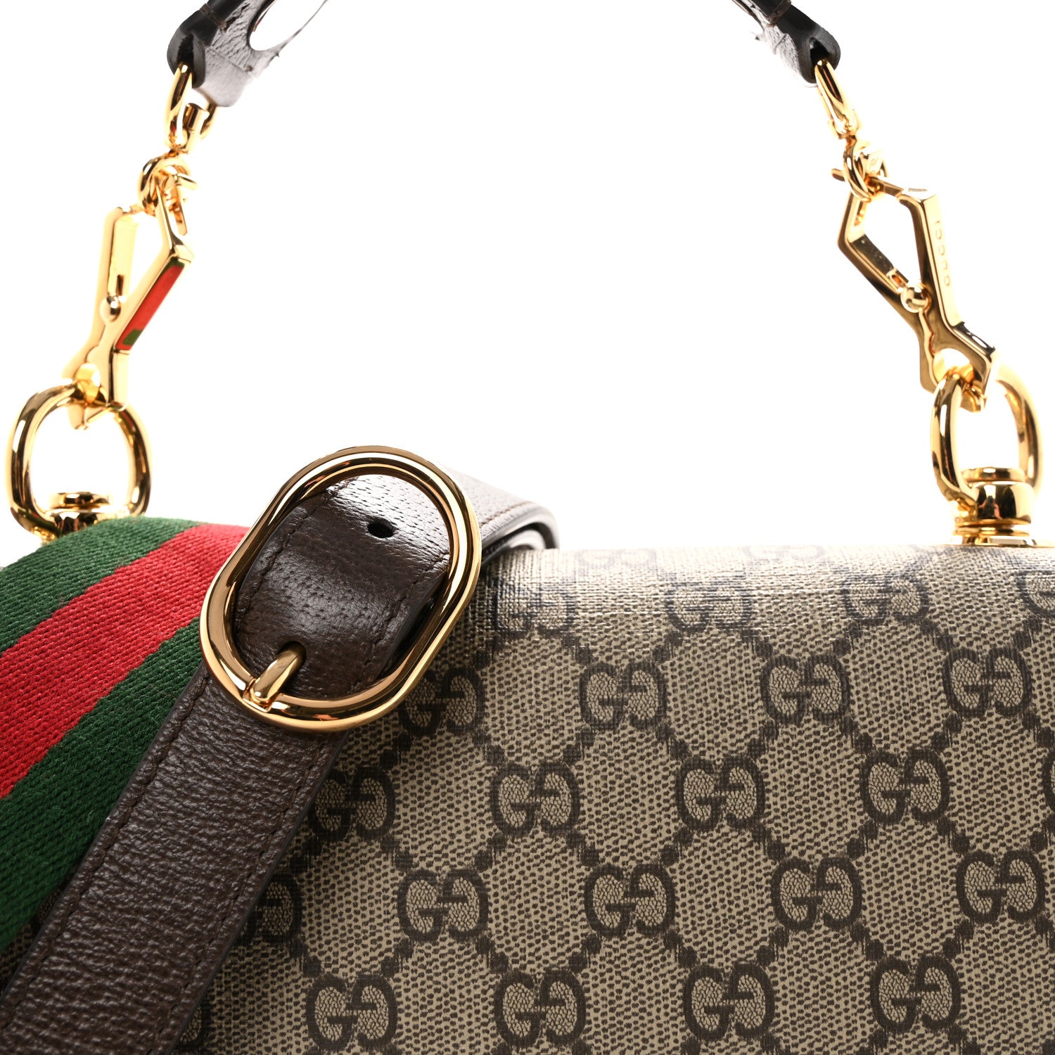 Gucci GG Supreme Monogram Textured Dollar Calfskin Web Medium