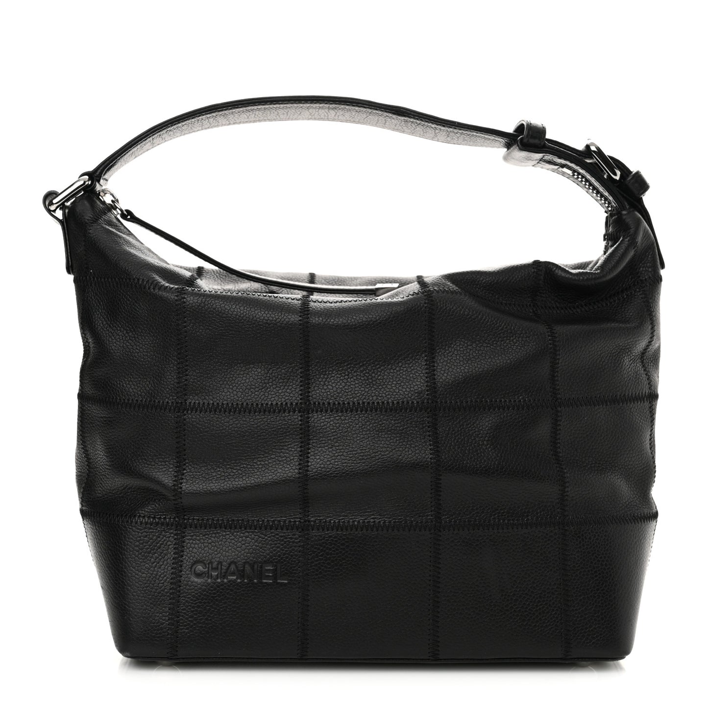Caviar Square Stitched Hobo Black