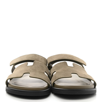 Hermes Suede Goatskin Mens Chypre Sandals 46 Vert Army 2 of 8