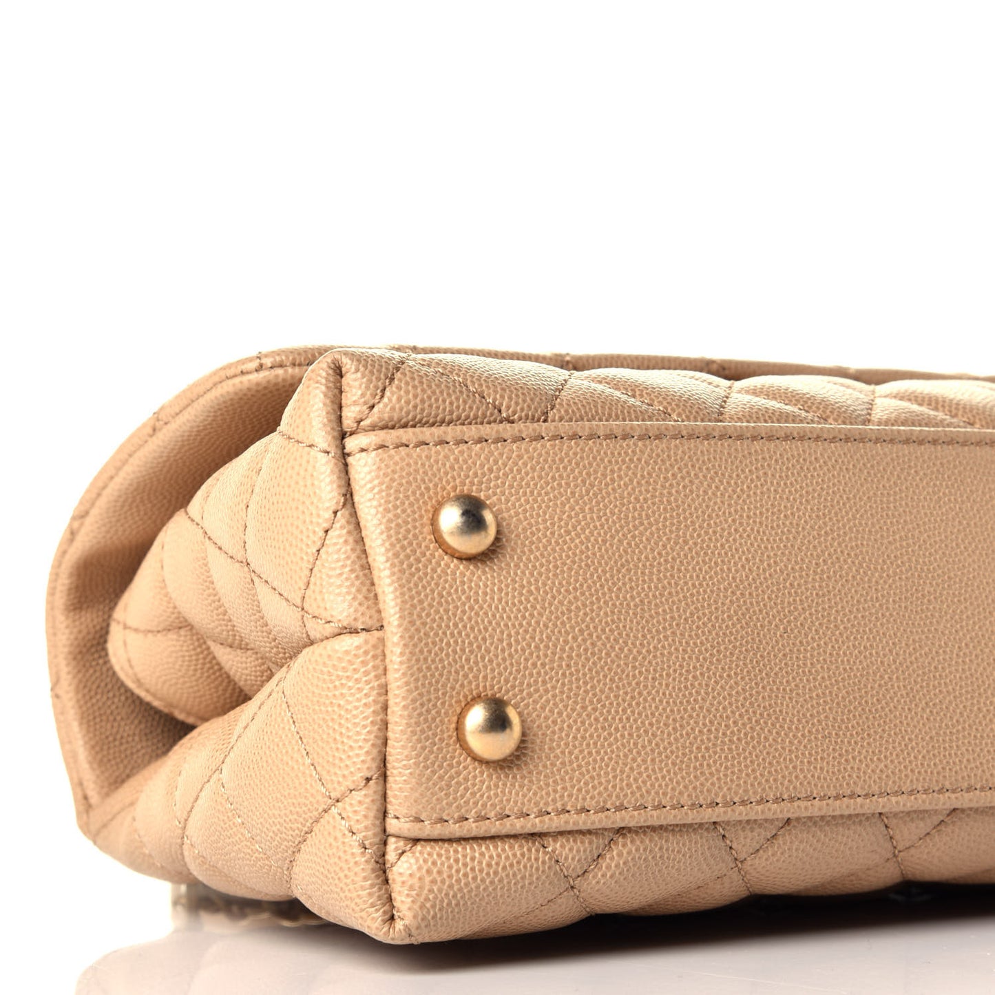 Caviar Lizard Embossed Quilted Mini Coco Handle Flap Beige