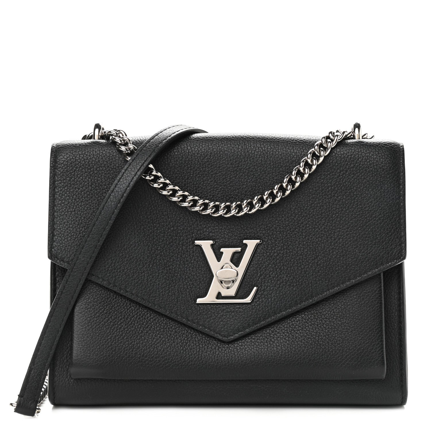 Louis Vuitton Soft Calfskin Mylockme Chain Bag BB Black 1 of 8