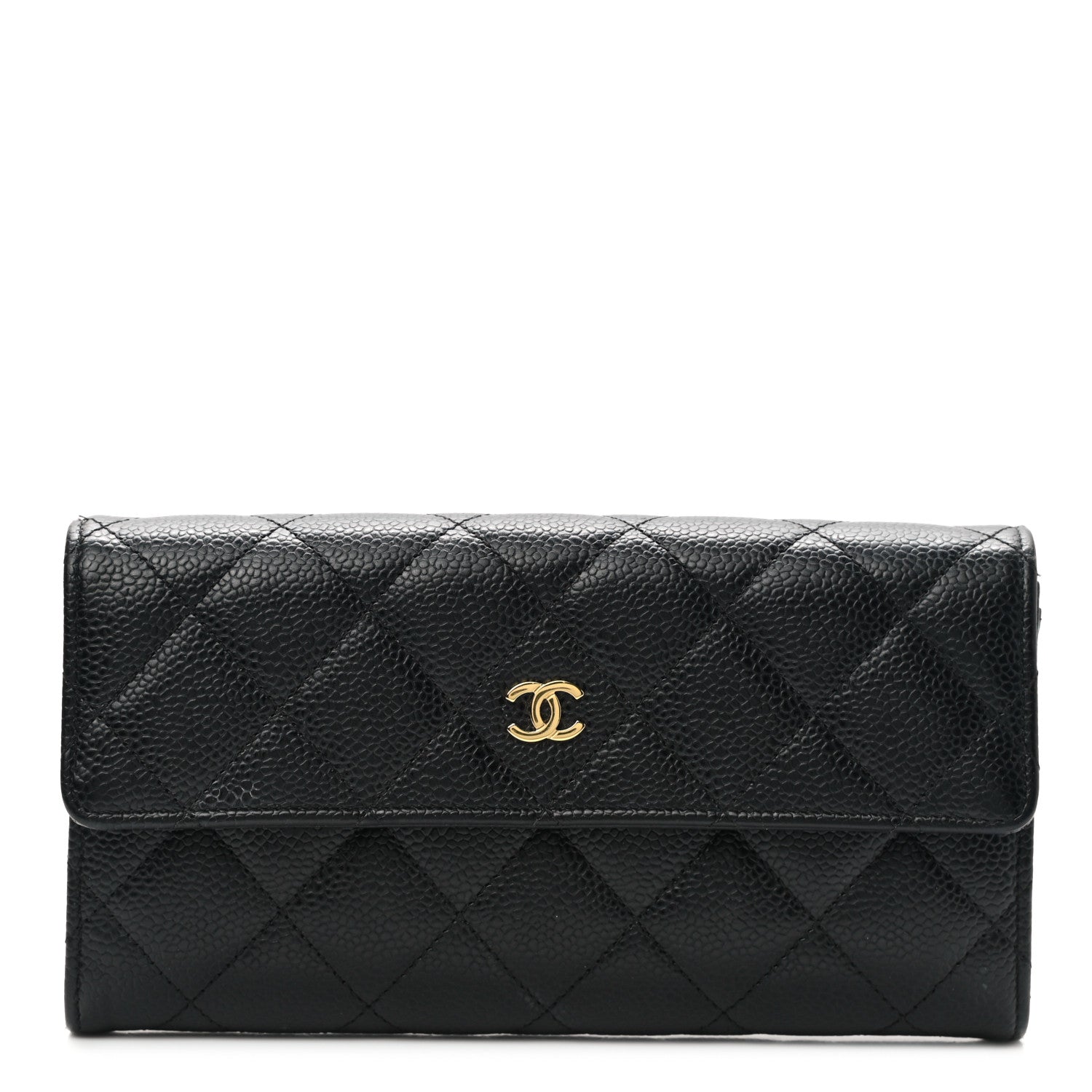 Chanel Caviar Quilted Large Gusset Flap Wallet Black 1 of 10