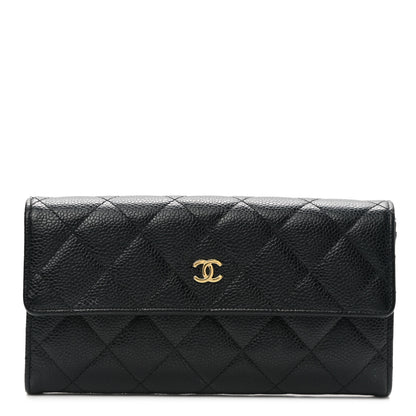 Chanel Caviar Quilted Large Gusset Flap Wallet Black 1 of 10