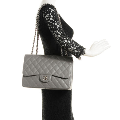 Chanel Caviar Quilted Jumbo Single Flap Grey 2 of 8