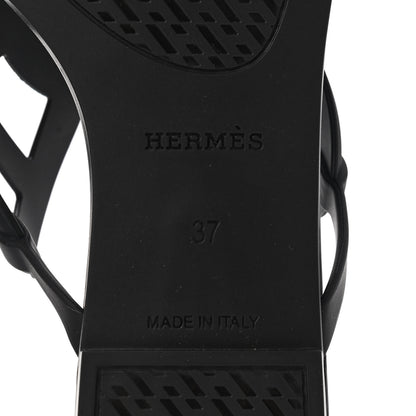 Hermes Rubber Womens Egerie Sandals 37 Black 6 of 9