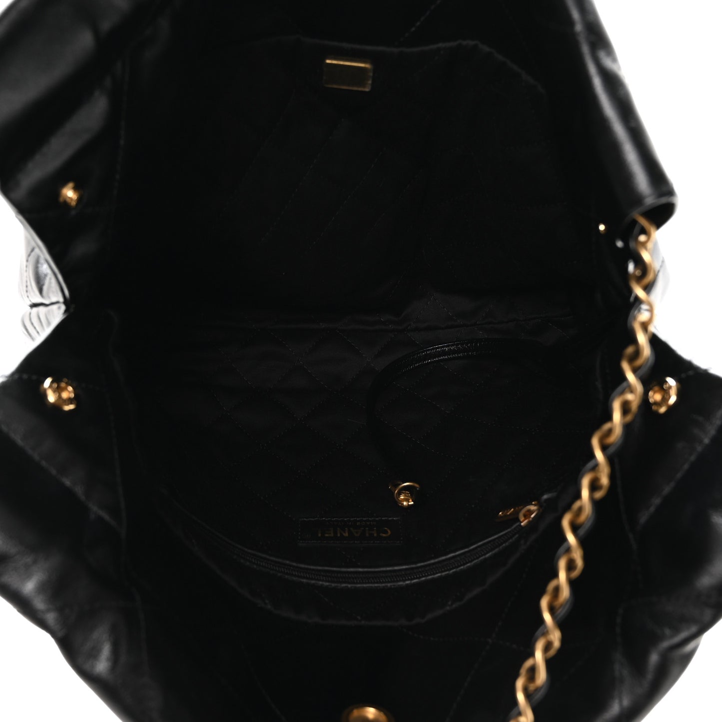 Shiny Calfskin Quilted Small Chanel 22 Black