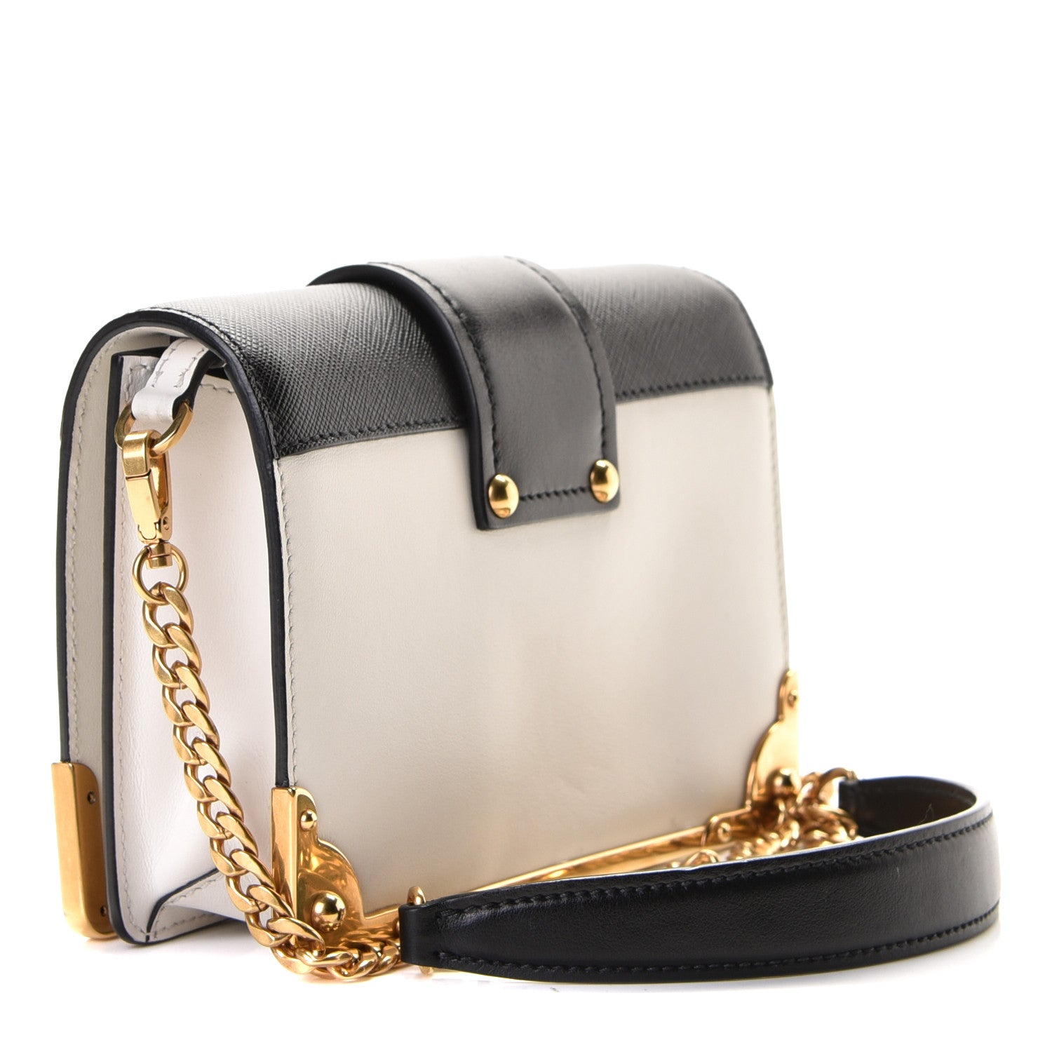 Prada City Calf Saffiano Cahier Bag Talco Black 3 of 8
