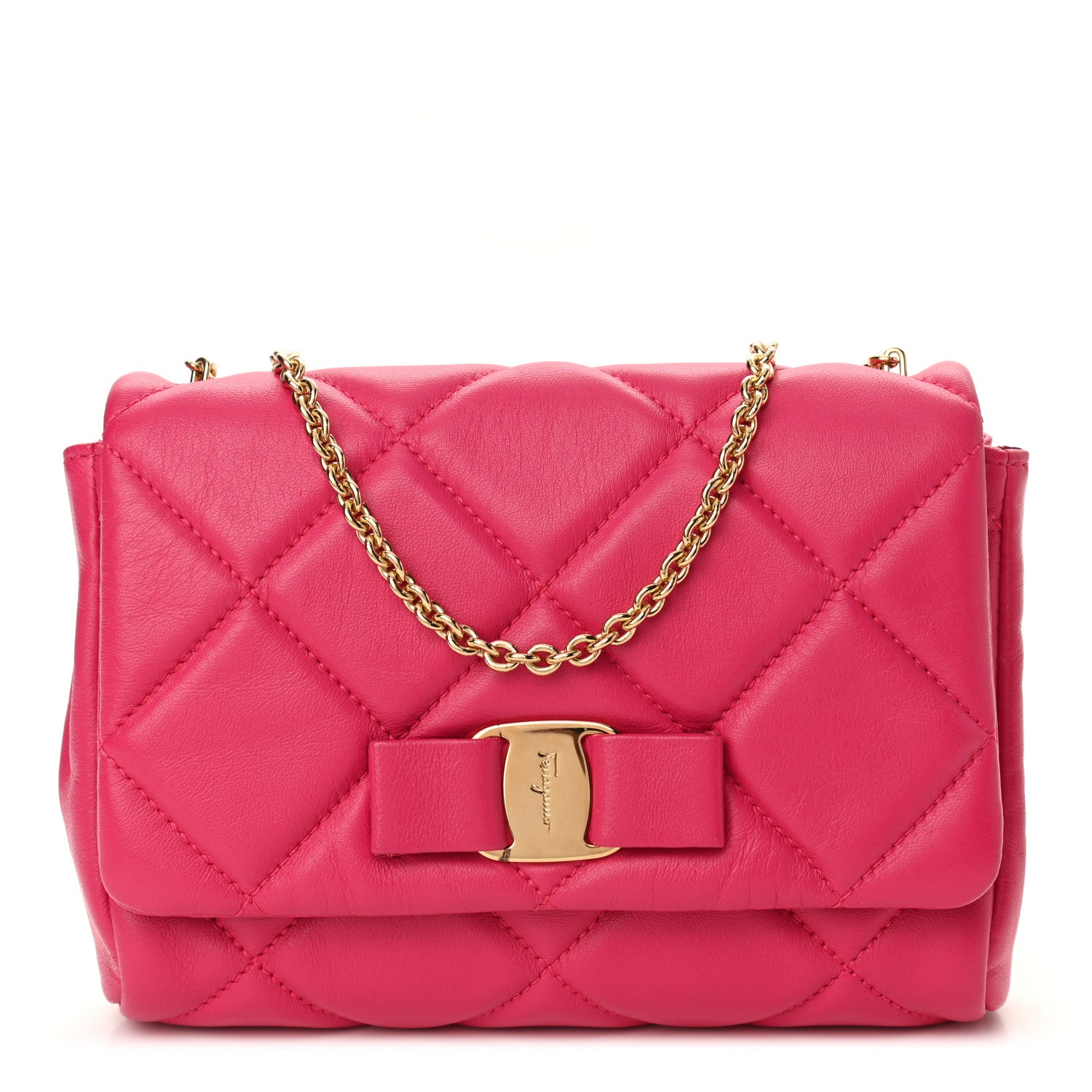 Salvatore Ferragamo Nappa Quilted Ginny Crossbody Pink 1 of 9